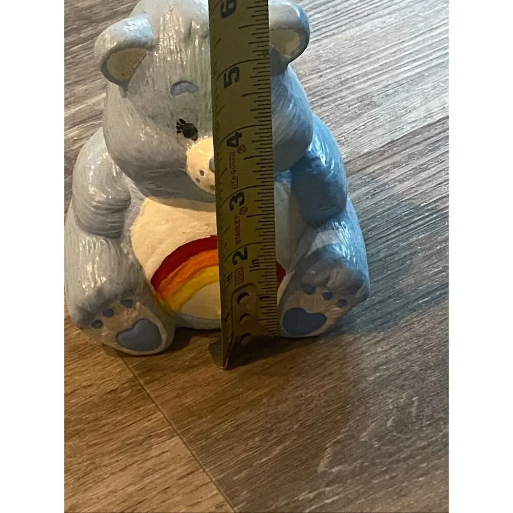 Care Bears Bedtime Bear Rainbow Belly Ceramic Bank Figurine Blue 1980s Vintage